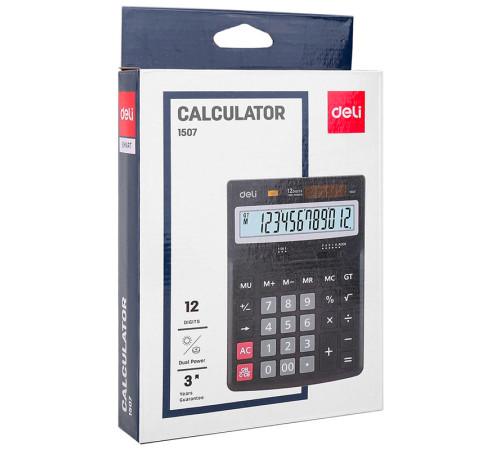 Калькулятор настольный DELI "1507" 12 разрядный черный