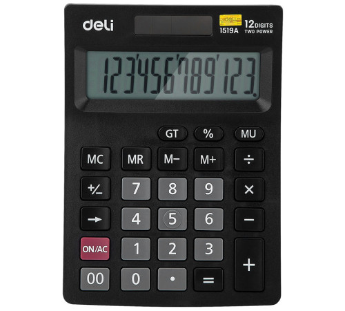 Калькулятор настольный DELI "1519A" 12 разрядный черный