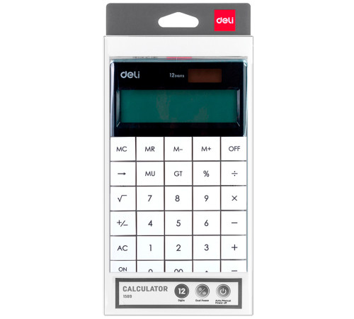 Калькулятор настольный DELI "1589" 12 разрядный, 166х104х15 мм, белый
