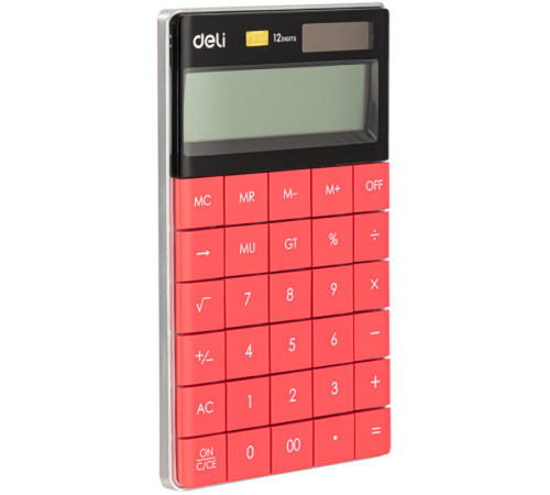 Калькулятор настольный DELI "1589" 12 разрядный, 166х104х15 мм, красный