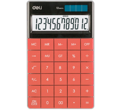 Калькулятор настольный DELI "1589" 12 разрядный, 166х104х15 мм, красный