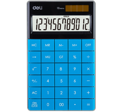 Калькулятор настольный DELI "1589" 12 разрядный, 166х104х15 мм, синий
