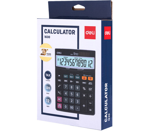 Калькулятор настольный DELI "1631" 12 разрядный черный
