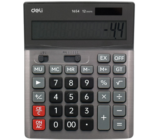Калькулятор настольный DELI "1654" 12 разрядный серый