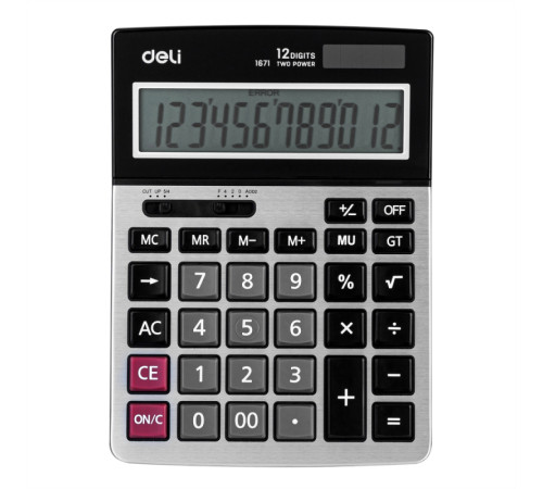 Калькулятор настольный DELI "1671" 12 разрядный серый