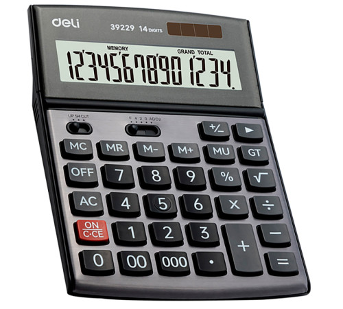 Калькулятор настольный DELI "39229" 14 разрядный серый