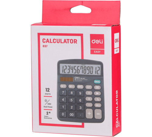 Калькулятор настольный DELI "E837" 12 разрядный черный