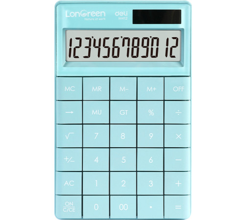 Калькулятор настольный DELI "LonGreen M412" 12 разрядный, 165х103х16 мм, синий