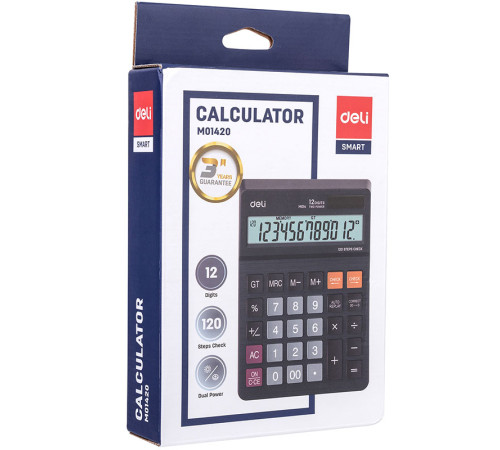 Калькулятор настольный DELI "М01420" 12 разрядный черный