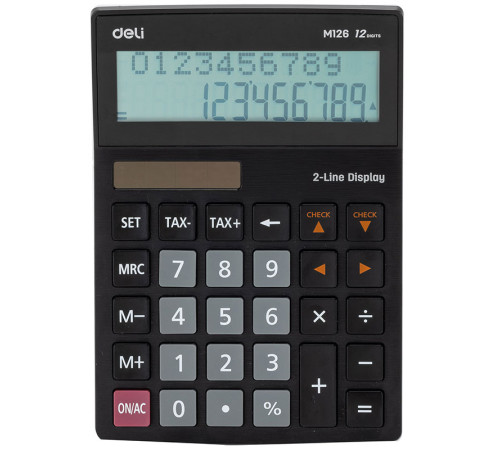 Калькулятор настольный DELI "M126" 12 разрядный, двухстрочный, черный