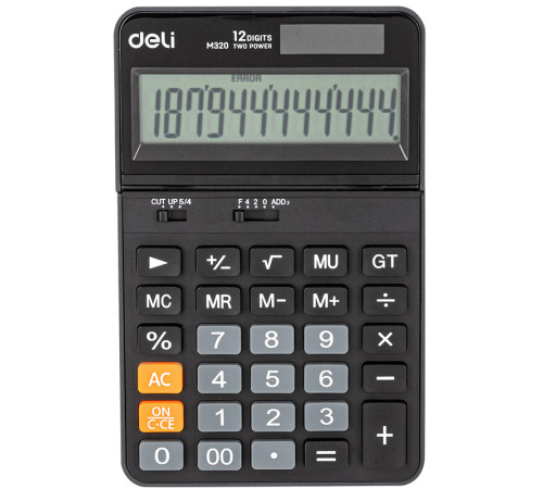 Калькулятор настольный DELI "M320" 12 разрядный, 178х110х26,5 мм, черный