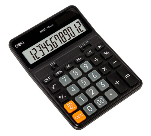 Калькулятор настольный DELI "М333" 12 разрядный, 176.4х129.8х28.4 мм, черный