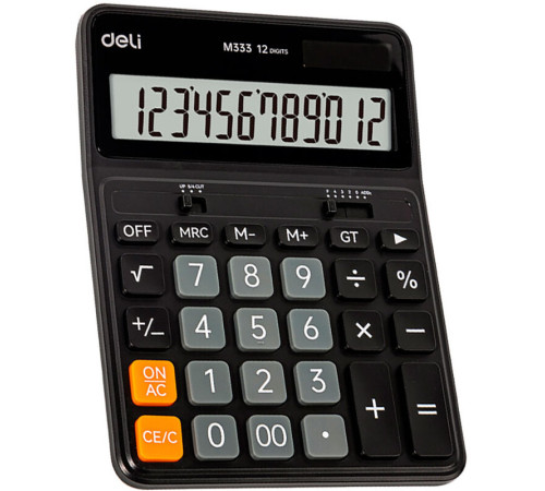Калькулятор настольный DELI "М333" 12 разрядный, 176.4х129.8х28.4 мм, черный