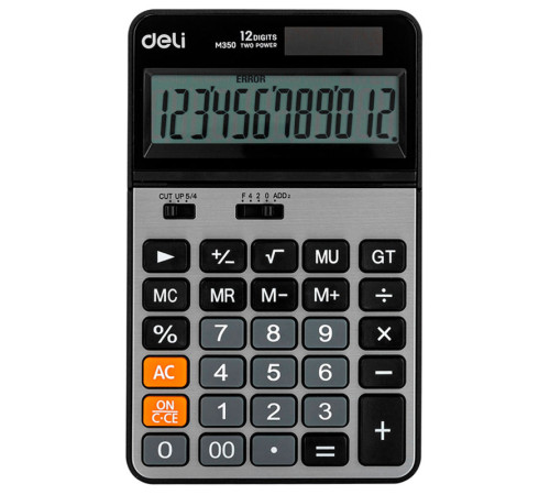 Калькулятор настольный DELI "M350" 12 разрядный, 178х110х26,5 мм, серебро