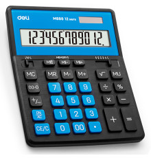 Калькулятор настольный DELI "М888" 12 разрядный, 202х159х31 мм, черный/синий