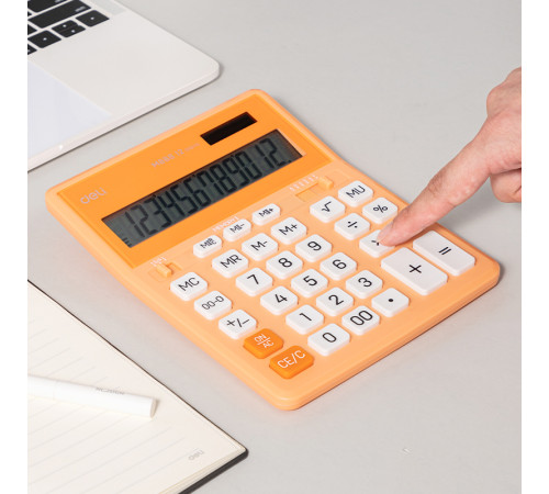 Калькулятор настольный DELI "М888" 12 разрядный, 202х159х31 мм, оранжевый