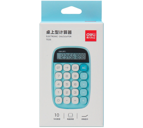 Калькулятор настольный DELI "TE35" 10 разрядный, 151х91х35 мм, синий