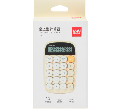 Калькулятор настольный DELI "TE35" 10 разрядный, 151х91х35 мм, желтый