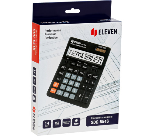 Калькулятор настольный Eleven SDC-544S, 14 разрядов, 155х205х36мм, черный