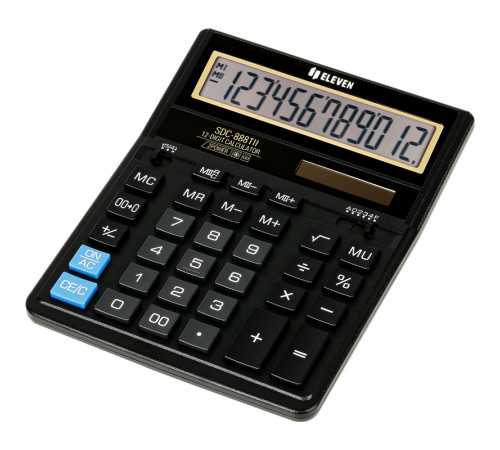 Калькулятор настольный Eleven SDC-888TII, 12 разрядов, 158*203*31мм, черный