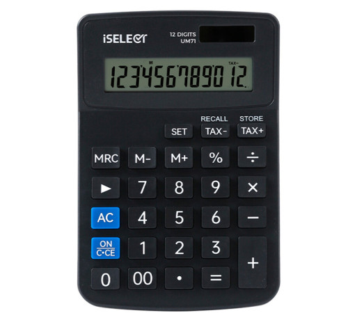 Калькулятор настольный i Select "М71" 12 разрядный, 152х103х30,9 мм, черный