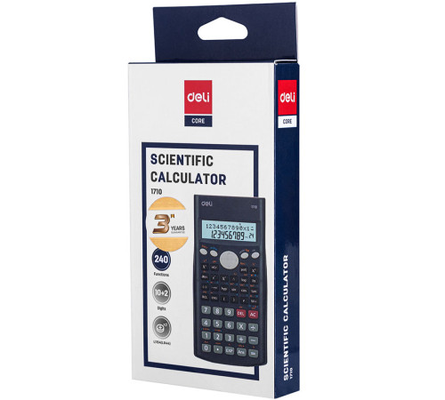 Калькулятор научный DELI 1710, 10+2 разрядов, 240 функций, 168х84х18 мм,темно синий