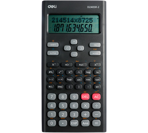 Калькулятор научный DELI D-240SR-2, 10+2 разрядов, 240 функций, 162х82х19 мм,темно серый