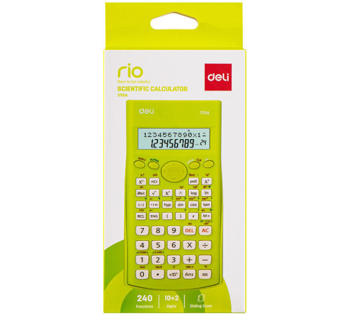 Калькулятор научный DELI "1710", 10+2 разряда, 240 функций, 165х88х23 мм, зеленый