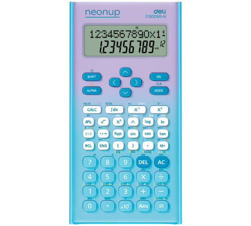 Калькулятор научный DELI "Neonup" D300SR-N, 10+2 разрядов, 300 функций, 162х82х20 мм, синий