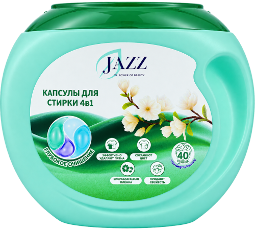 Капсулы для стирки Jazz, 4 в 1, 600 гр, 40 шт