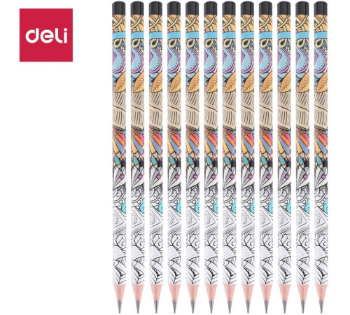 Карандаш DELI "Arti Graff" , 2В, шестигранный корпус, корпус ассорти
