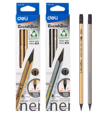 Карандаш DELI "EnoVation", НВ, с ластиком, трехгранный,  ассорти