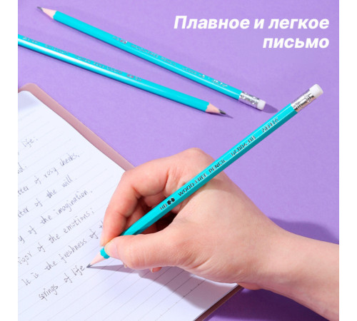 Карандаш DELI "i Select", НВ, шестигранный корпус, пластик, с ластиком, ассорти