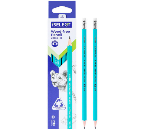 Карандаш DELI "i Select", НВ, шестигранный корпус, пластик, с ластиком, ассорти