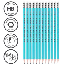 Карандаш DELI "i Select", НВ, шестигранный корпус, пластик, с ластиком, ассорти