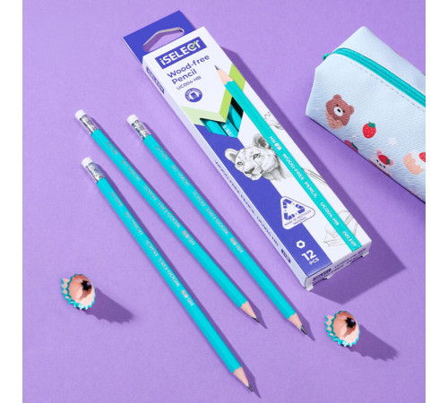 Карандаш DELI "i Select", НВ, шестигранный корпус, пластик, с ластиком, ассорти