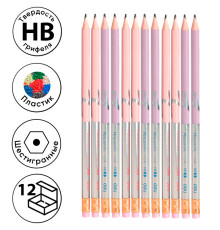 Карандаш DELI "Macaron", НВ, шестигранный корпус, с ластиком, ассорти