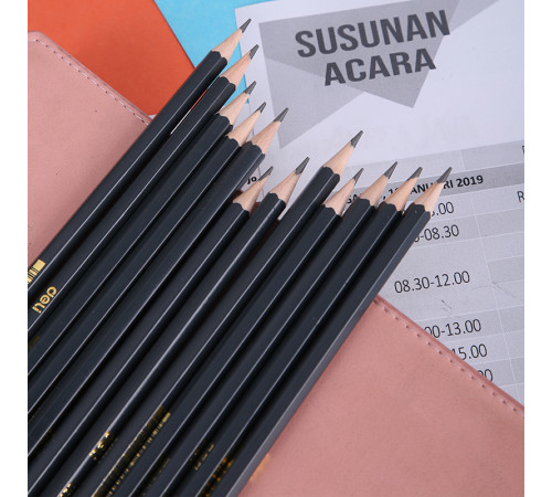 Карандаш DELI "Scribe", НВ, шестигранный корпус, дерево, с ластиком, темно-синий