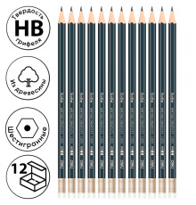 Карандаш DELI "Scribe", НВ, шестигранный корпус, дерево, с ластиком, темно-синий