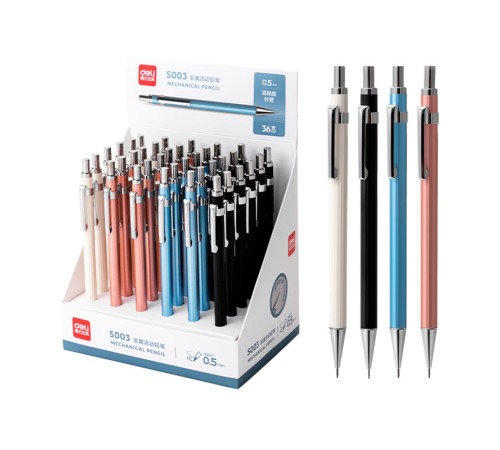 Карандаш механический DELI, 0,5 мм, металлический корпус, ассорти