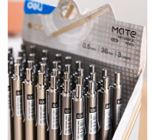 Карандаш механический DELI, 0,5 мм, металлический корпус ассорти