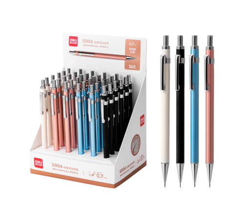 Карандаш механический DELI, 0,7 мм, металлический корпус, ассорти