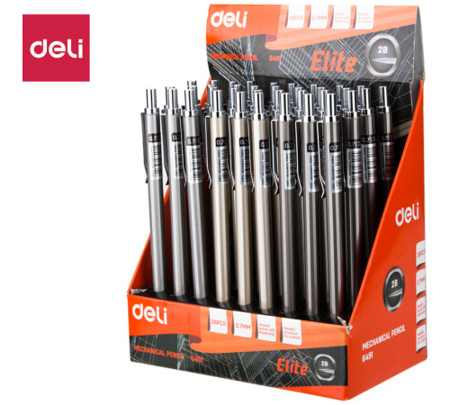 Карандаш механический DELI, 0,7 мм, металлический корпус ассорти