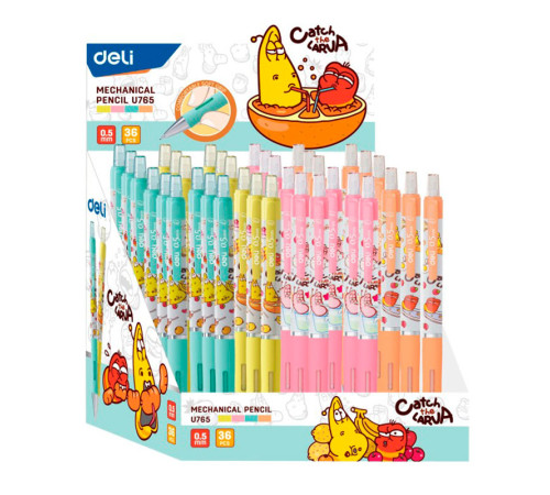 Карандаш механический DELI "Larva", 0,5 мм, пластиковый корпус ассорти