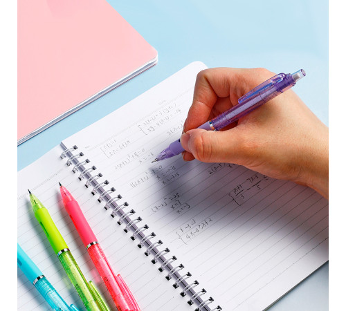 Карандаш механический DELI "Neonup", 0,5 мм, круглый корпус с ластиком, ассорти