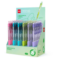 Карандаш механический DELI "Neonup", 0,7 мм, круглый корпус с ластиком, ассорти