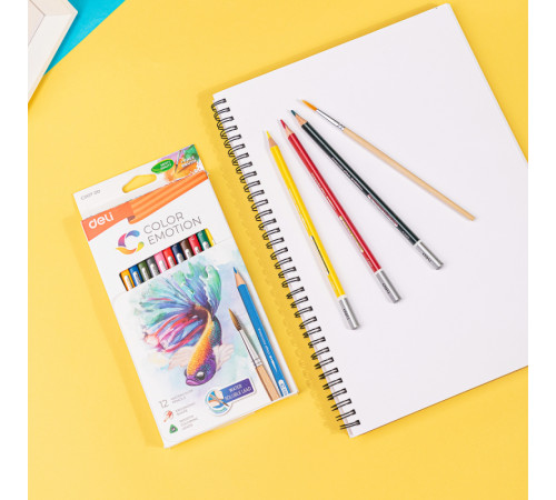 Карандаши акварельные Deli "Color Emotion", 12 цветов, картон