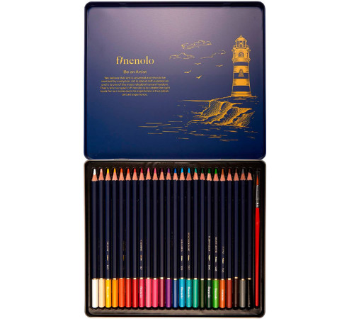 Карандаши акварельные Deli "Finenolo", 24 цвета, в метал. коробке