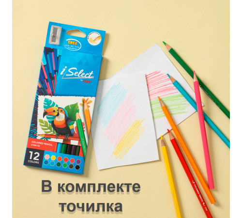 Карандаши цветные Deli " i Select", 12 цветов, картон