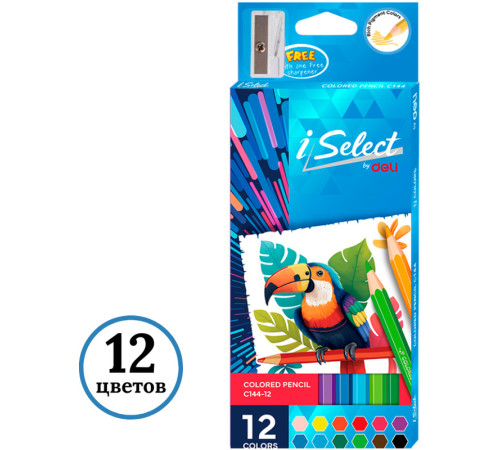 Карандаши цветные Deli " i Select", 12 цветов, картон